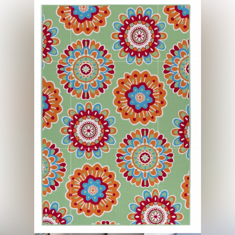 Sonoma Floral Medallion Indoor / Outdoor Area or Throw Rug 20" x 30" NWT